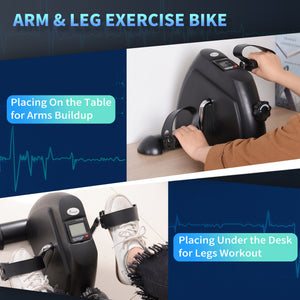 Soozier Portable Mini Pedal Exercise Bike Indoor Cycle Fitness Arm Leg w/ LCD Display
