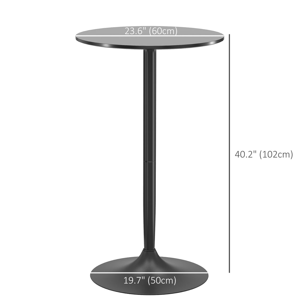 High Top Bar Table, Modern Round Dining Table with Painted Top and Steel Base, Bistro Table for 2 People – view 2