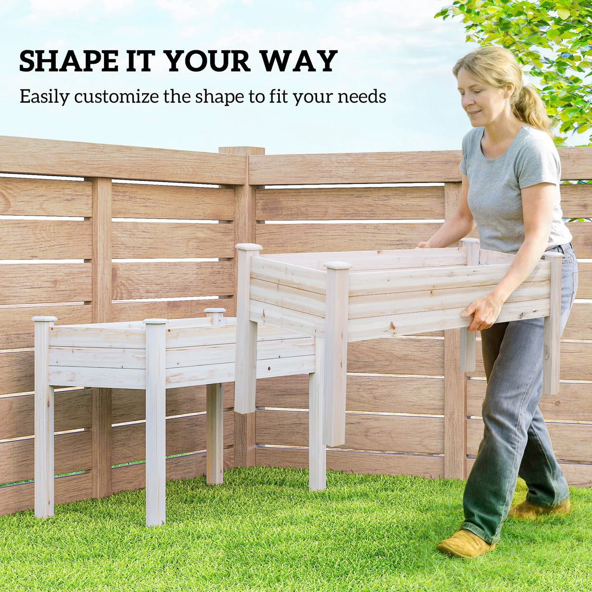 2 Tiers Wood Plant Raised Bed Flower Vegetable Herb Grow Box Stand Garden Step Planter Stand Free – view 8