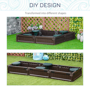 Kids Outdoor Sandbox with Canopy, Bottom Fabric Liner, Brown – view 3
