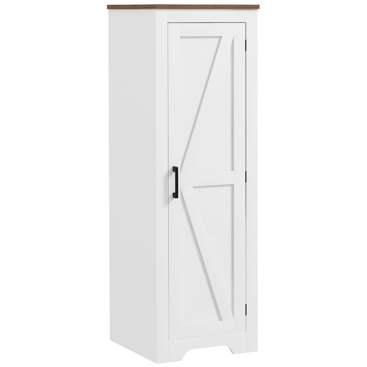Farmhouse Accent Cabinet with Adjustable Shelf Barn Door Storage Cabinet for Living Room Floor Pantry Cabinet White