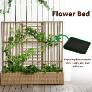 Raised Garden Bed with Lattice Trellis, Rattan Outdoor Planter with Storage for Garden, Patio, Balcony – view 13