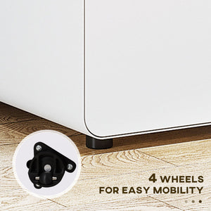 Lockable File Cabinet, Steel Filing Cabinet on Wheels for Legal, A4, Letter Size, Home Office