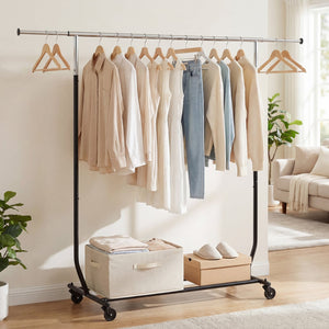 Rolling Clothes Rack Extendable Garment Stand for Hanging Clothes view 2