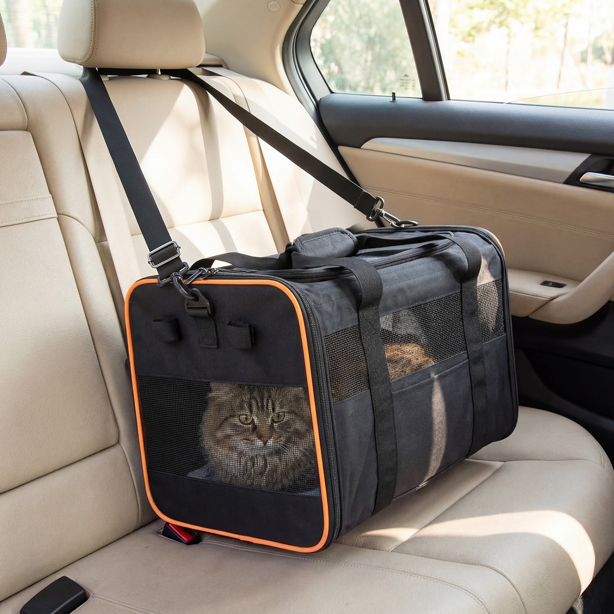 Rolling Pet Carrier Foldable Soft-sided Dog Travel Crate view 6