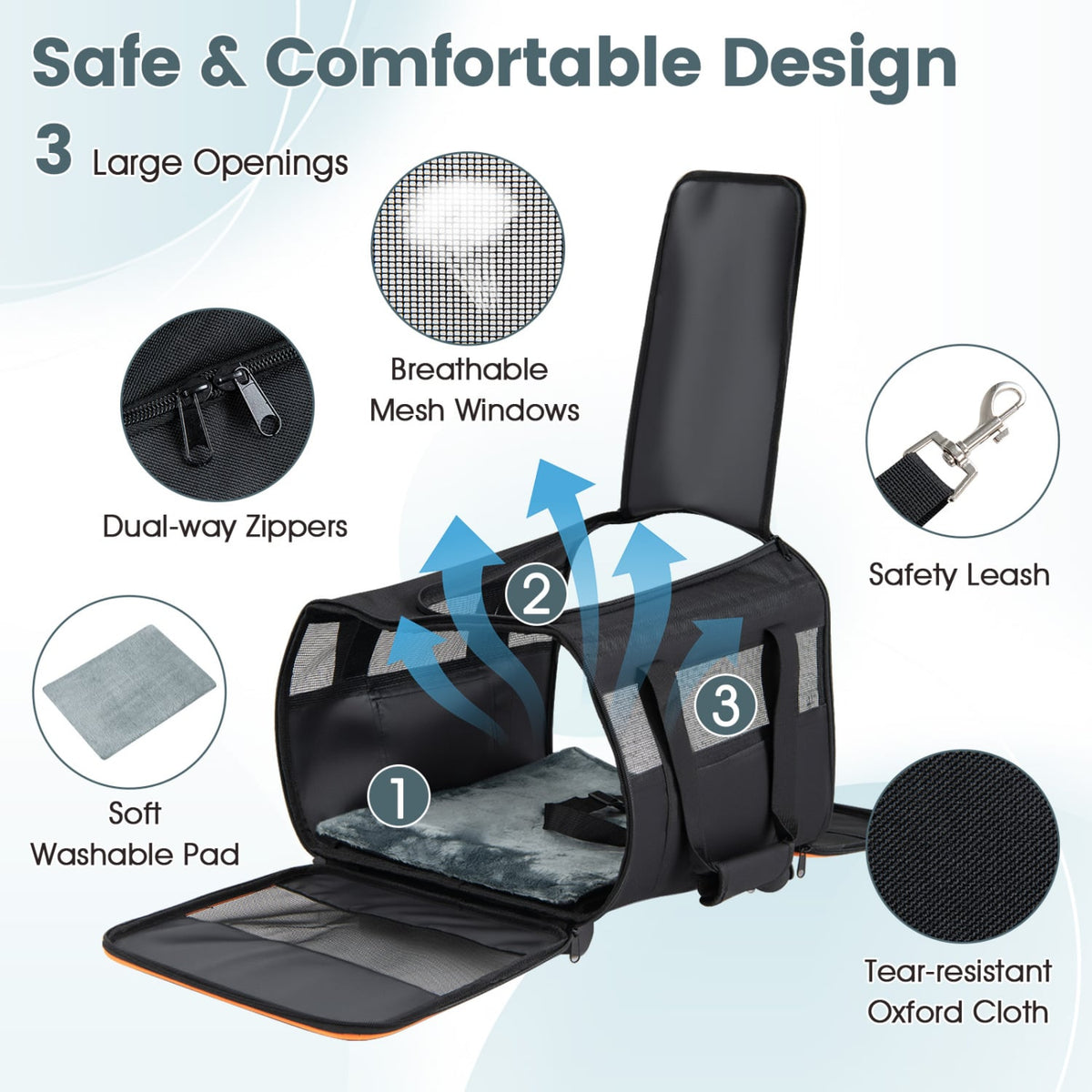 Rolling Pet Carrier Foldable Soft-sided Dog Travel Crate view 9