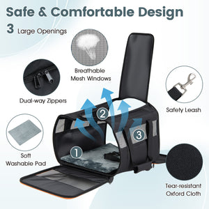 Rolling Pet Carrier Foldable Soft-sided Dog Travel Crate view 9