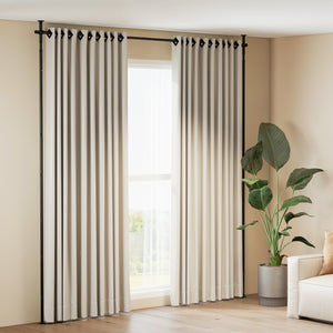 Room Divider Curtain Rod with Adjustable Floor to Ceiling Tension Rod (Curtains Not Included)-Black