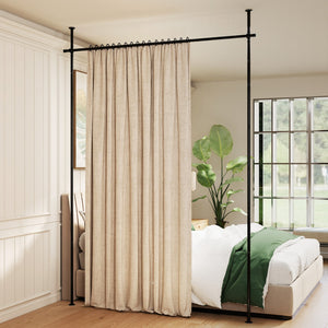 Room Divider Curtain Rod with Adjustable Floor to Ceiling Tension Rod No Drilling Required-Black view 3