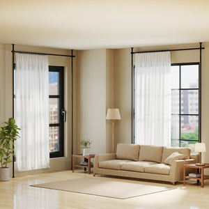 Room Divider Curtain Rod with Adjustable Floor to Ceiling Tension Rod No Drilling Required-Black view 6