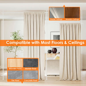 Room Divider Curtain Rod with Adjustable Floor to Ceiling Tension Rod (Curtains Not Included)-White view 7