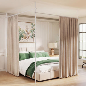 Room Divider Curtain Rod with Adjustable Floor to Ceiling Tension Rod (Curtains Not Included)-White view 2