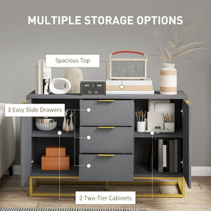 47" Storage Cabinet with Doors, Adjustable Shelves, 3 Drawers, Metal Legs for Kitchen Storage, Home Use – view 11