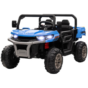 Aosom 12V Ride on Car with Electric Bucket, Two-Seater, Shovel, Remote Control, Spring Suspension, Horn, Music