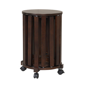 Round Portable Wood Nesting Stools with Locking Casters-Walnut view 4