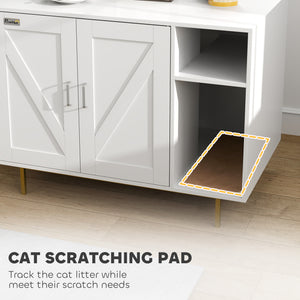 Cat Litter Box Enclosure, Hidden Litter Box with Scratching Pad, Storage, for Living Room, Bedroom, 31.5" x 20" x 24"