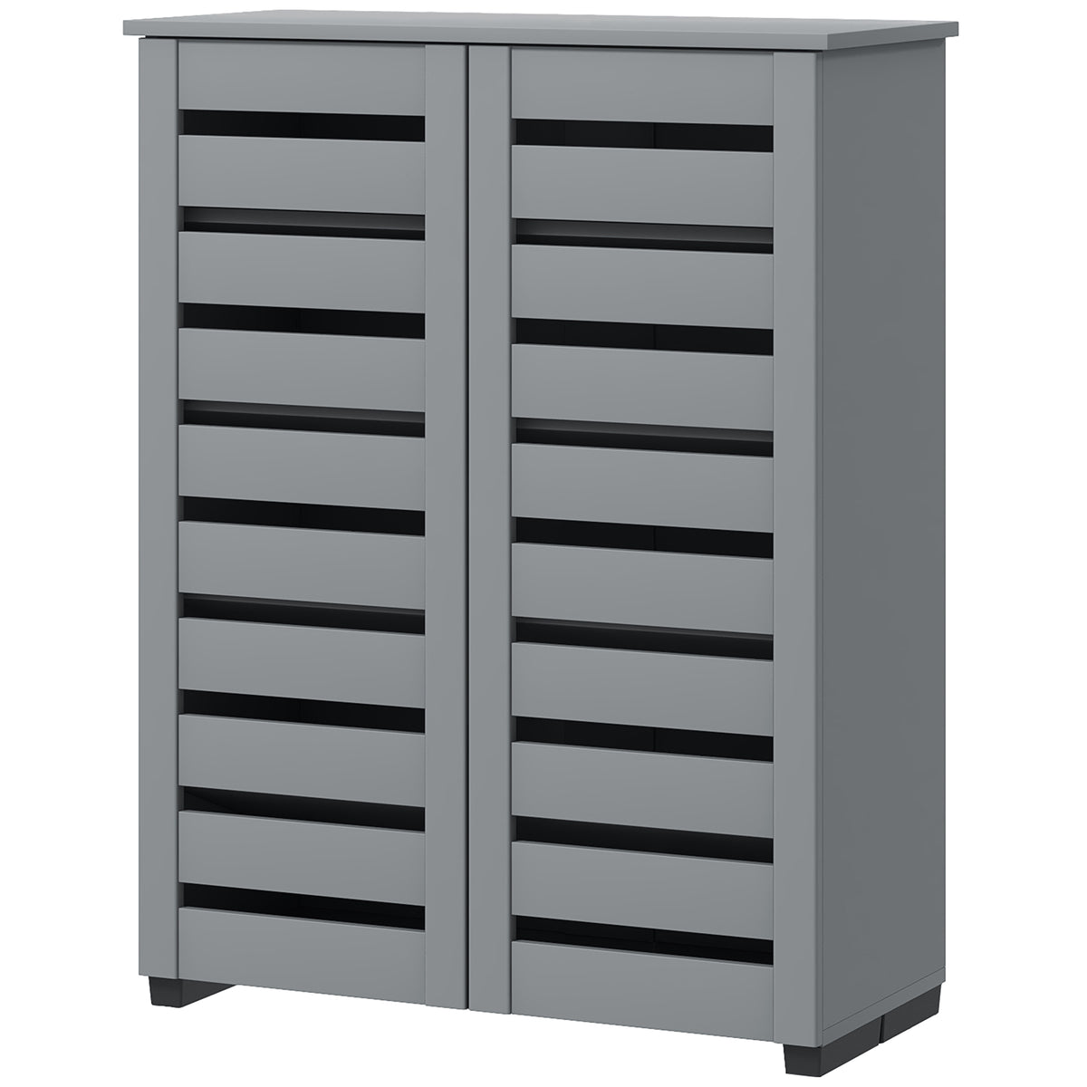 Narrow Shoe Cabinet with Slatted Doors, Adjustable Shelves for 20 Pairs of Shoes – view 4