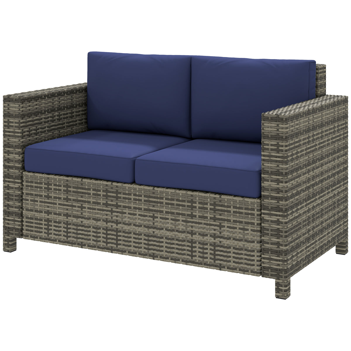 Wicker Outdoor Sofa, All Weather Patio Couch Loveseat with Cushions for Balcony, Deck, Garden, Poolside