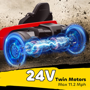 Qaba 24V Electric Go Kart with Dual 150W Motors, Adjustable Seat & 11.2MPH High Speed, Slow Start, 5-Point Harness