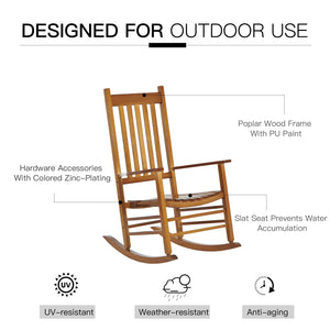 Wooden Porch Rocking Chair Outdoor Patio Rocker Garden Single Leisure Reclining Seat Armchair Natural – view 4