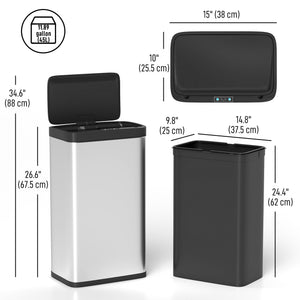 12 Gallon (45 L) Sensor Can, Automatic Garbage Can with Soft-Close Lid, Fingerprint-Proof Stainless Steel – view 9