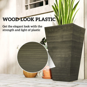 Tall Planter for Outdoor Plants Set of 3, 28 Inch Taper Planter with Drainage Holes, Bronze – view 5