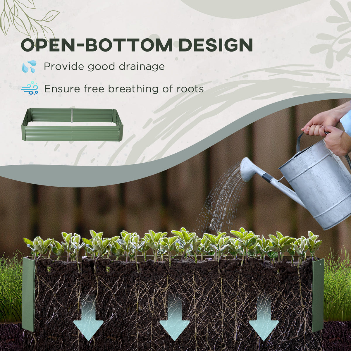 6' x 3' x 1' Raised Garden Bed with 2 Trellis Tomato Cages, Steel Frame Elevated Planter Box, Black – view 17