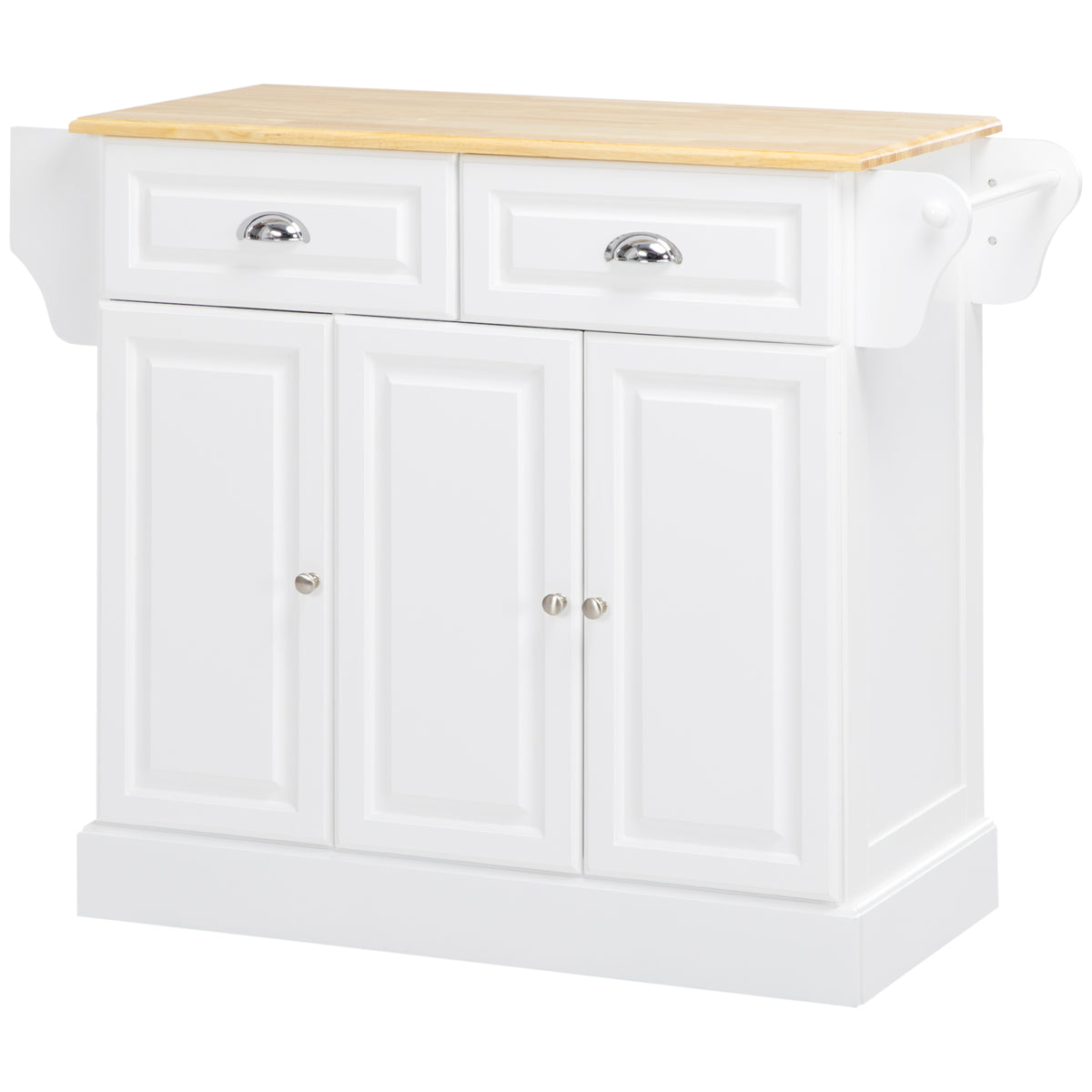 Kitchen Island with Storage Rolling Kitchen Serving Cart with Rubber Wood Top Towel Rack Storage Drawer – view 8