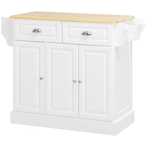Kitchen Island with Storage Rolling Kitchen Serving Cart with Rubber Wood Top Towel Rack Storage Drawer – view 8