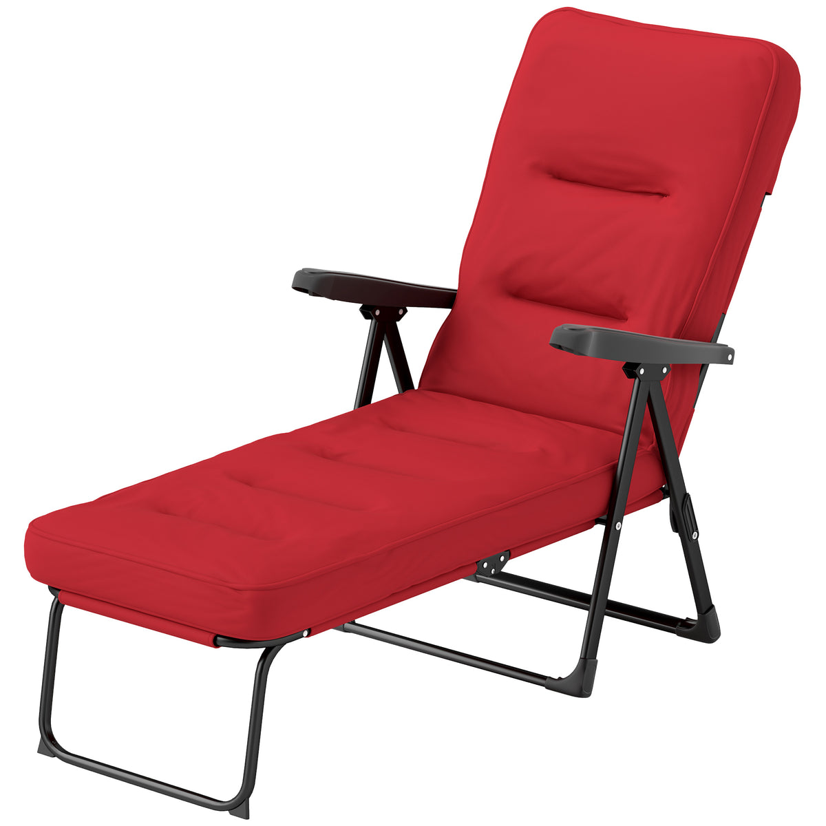 Outdoor Lounge Chair with Padded Cushion, Folding Reclining Patio Garden Chair with Recline Back, Footrest – view 22