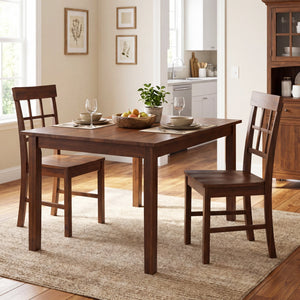 Rubber Wood Dining Chairs Set of 2 with High Backrests-Brown view 2