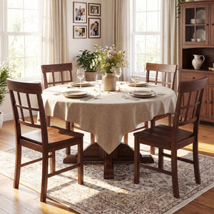 Rubber Wood Dining Chairs Set of 2 with High Backrests-Brown view 3