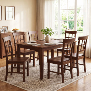 Rubber Wood Dining Chairs Set of 2 with High Backrests-Brown view 5