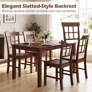 Rubber Wood Dining Chairs Set of 4 with High Backrests-Brown view 7