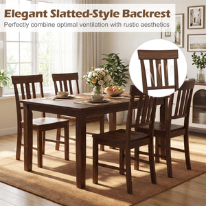 Rubber Wood Dining Chairs Set of 2 with High Slat Backrests-Brown view 7