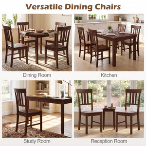 Rubber Wood Dining Chairs Set of 4 with High Slat Backrests-Brown view 8
