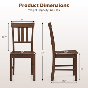 Rubber Wood Dining Chairs Set of 2 with High Slat Backrests-Brown view 4