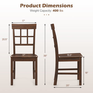 Rubber Wood Dining Chairs Set of 2 with High Backrests-Brown view 4