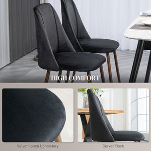 Upholstered Dining Chairs Set of 4, Velvet Accent Chair with Back and Wood-grain Steel Leg for Kitchen – view 10