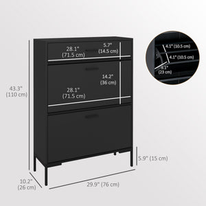 Modern Shoe Cabinet Storage 12 Pair Shoe Organizer with 2 Flip Doors Drawer and Adjustable Shelf White – view 9