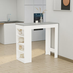 Bar Table, High Top Pub Table with 4 Storage Shelves, Modern Bar Height Table for Home Bar, Kitchen, Grey – view 7