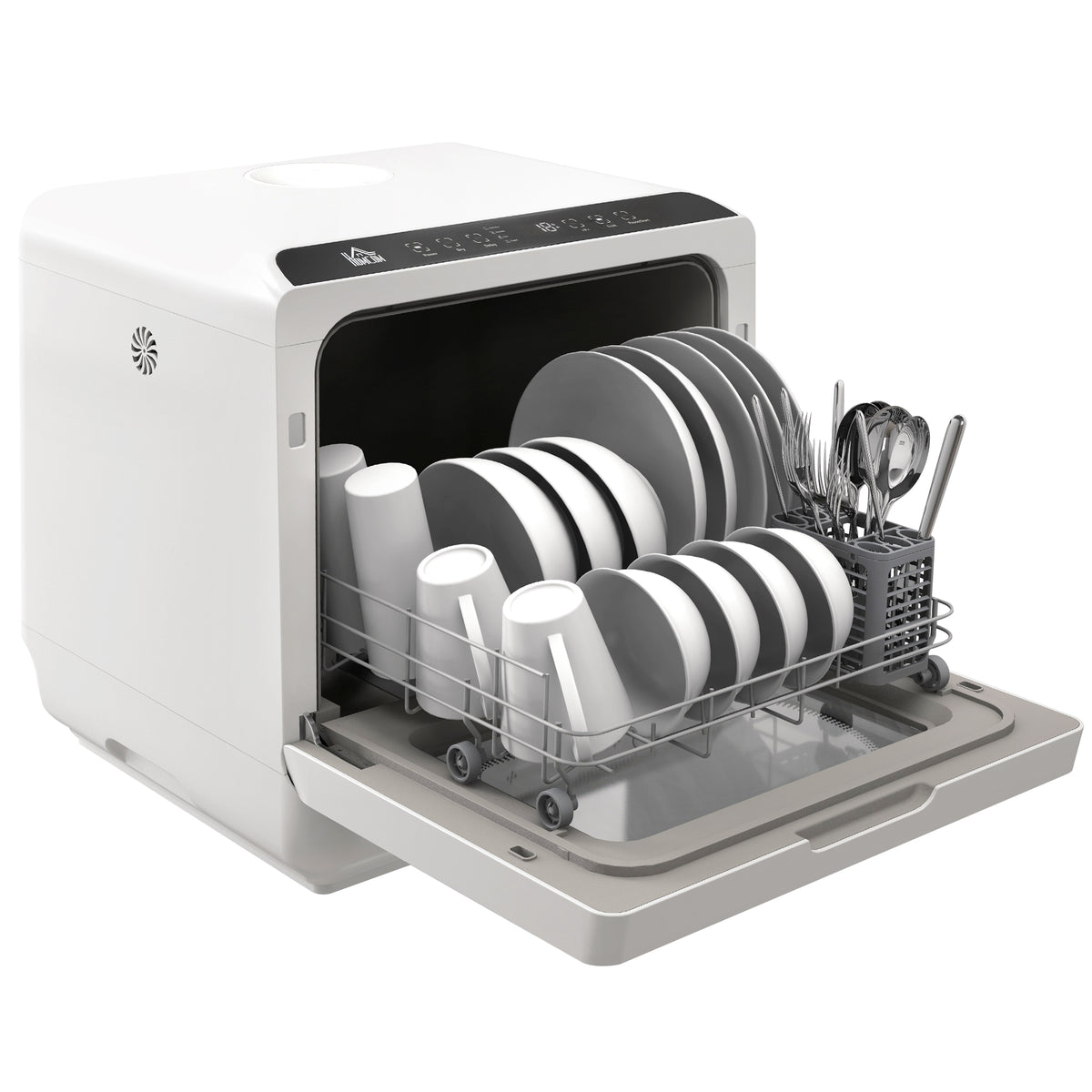 Portable Dishwasher, Counter Dishwasher with 4 Place Settings, 5 Washing Programs, Air-Dry Function, 6L Water Tank