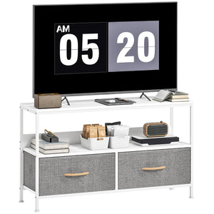 TV Stand with Charging Station, TV Table with 2 Foldable Linen Drawers and Open Shelf for 47 Inch – view 14