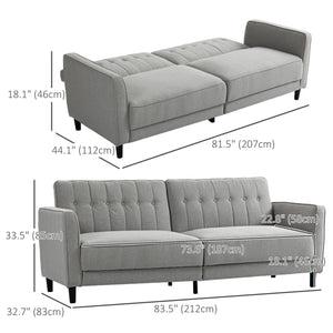 Convertible Bed with Couch, Button Tufted Fabric Sofa Bed with Adjustable Back for Living Room – view 9