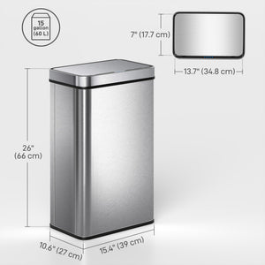 13.2 Gallon Sensor Can, Automatic Garbage Can with Soft-Close Lid, Fingerprint-Proof Stainless Steel, Silver – view 9