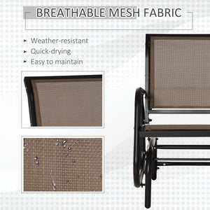 Patio Glider Outdoor Glider Chair with Breathable Mesh Seat & Backrest, Armrests and Metal Frame, Brown