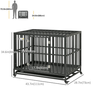 41" Heavy Duty Steel Dog Crate Kennel Pet Cage with Wheels for Convenient Access Anti-Pinching Floor, Black – view 9