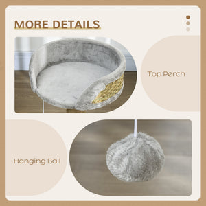 Cat Tree with Scratching Post, Toy Ball, Perch, Small Cat Tower for Indoor Cats - 16" x 16" x 19", Beige – view 12