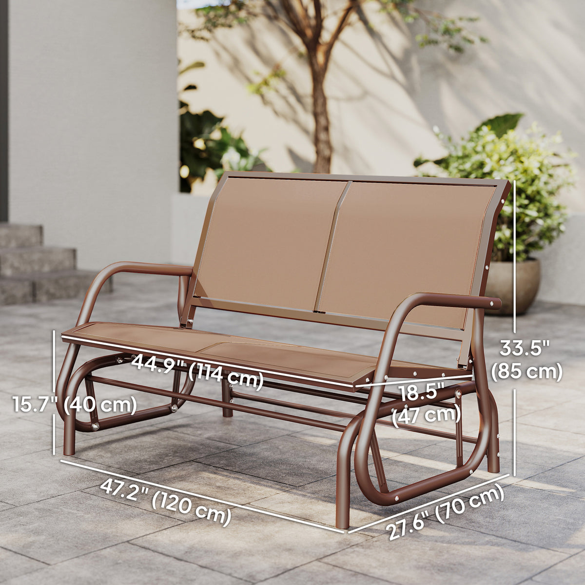 Outdoor Glider Bench, 2 Person Patio Glider Chair, Gliding Outdoor Garden Loveseat Swing Bench – view 6