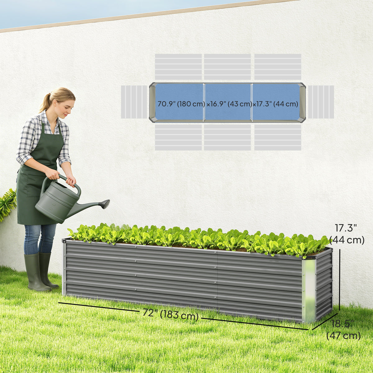 6' x 1.5' x 1.3' Galvanized Raised Garden Bed, Elevated Large Metal Planter Box w/ Install Gloves for – view 23